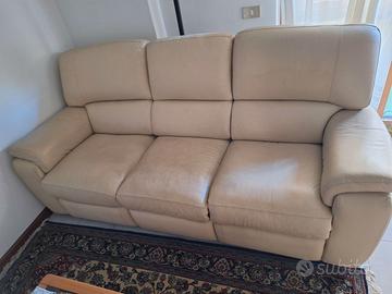 Divano 3 posti in pelle con schienale reclinabile