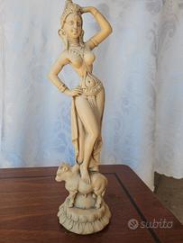 scultura vintage divinità Indu' polvere di marmo 