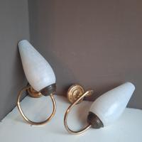 coppia applique vetro ottone vintage