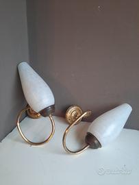 coppia applique vetro ottone vintage