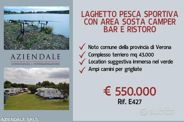 Laghetto pesca sportiva-area sosta camper-bar