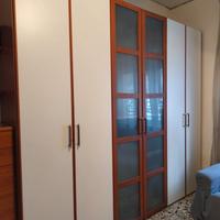 Camera da letto con armadio 6 ante panna e noce