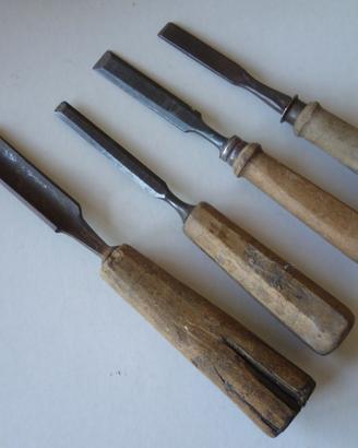 Utensili falegname scalpelli legno 4 PZ. antichi