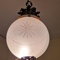 Lampadario vintage ottone e vetro