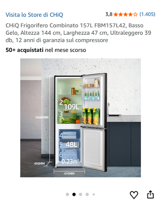 CHiQ Frigorifero Combinato 157L