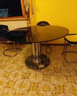 TAVOLO VETRO MARMO  STILE GIOTTO STOPPINO