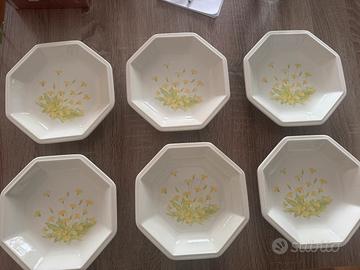 6 piatti ottagonali tiffani ceramiche