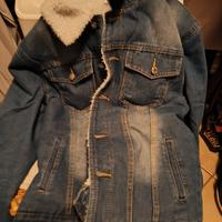 giubbotto jeans con pelo bianco piccolo taglia M