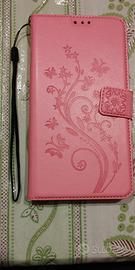 Cover a portafoglio rosa per Huawei Y7 2017