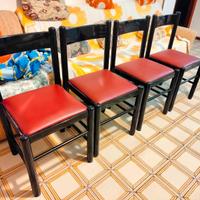 4 sedie pelle e legno laccato nero