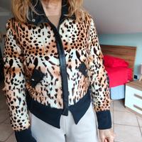 Giacca imbottita leopardata vera pelle