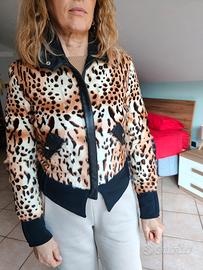 Giacca imbottita leopardata vera pelle