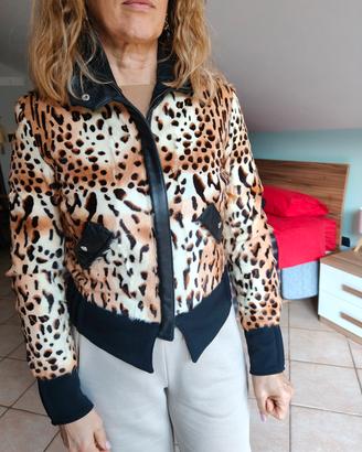 Giacca imbottita leopardata vera pelle