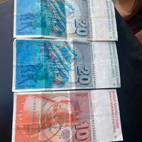 Banconote fa 20 e 10 franc svizzero
