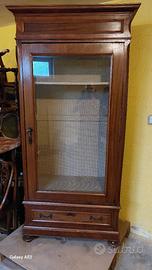 Libreria/vetrinetta antica stile liberty in noce