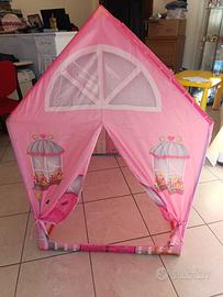 Tenda casetta gioco bimbi rosa in tessuto