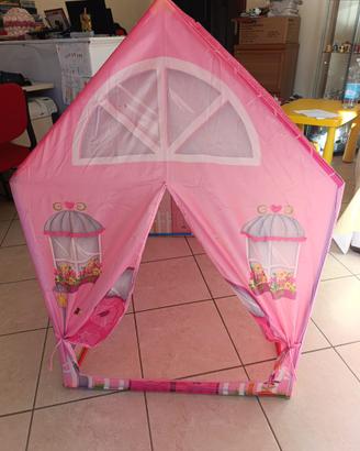 Tenda casetta gioco bimbi rosa in tessuto