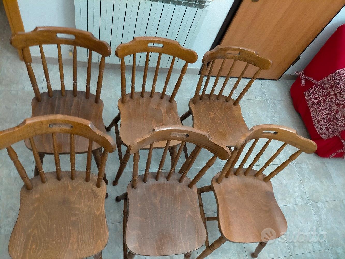 SET 6 SEDIE IN LEGNO, IMPAGLIATE, VINTAGE, ANNI '50