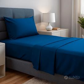 Set Lenzuola Letto Singolo Blu Scuro 