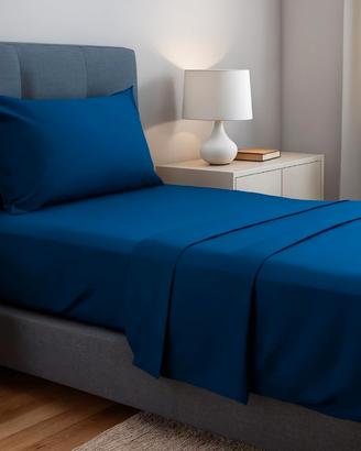 Set Lenzuola Letto Singolo Blu Scuro 