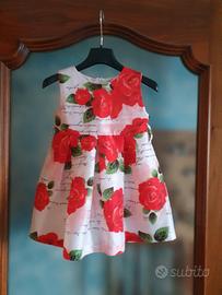 Abito per cerimonia 18 mesi con rose rosse