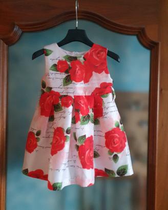 Abito per cerimonia 18 mesi con rose rosse
