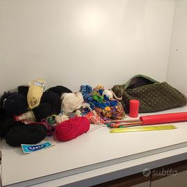 Grande Lotto Lana Ferri Uncinetti Materiale Maglia