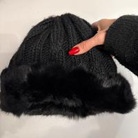 Stefanel Cappellino colbacco lana e pelliccia
