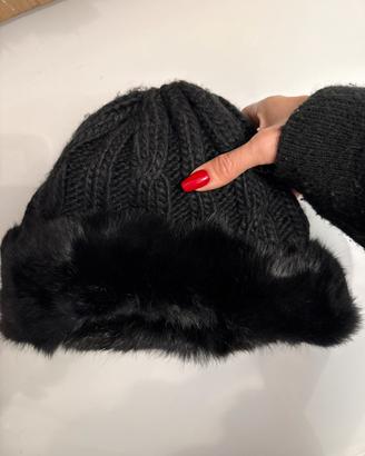 Stefanel Cappellino colbacco lana e pelliccia