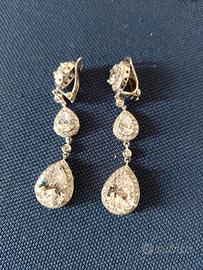 orecchini pendenti argento e zirconi