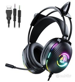 Cuffie gioco microfono RGB cablate gatto giocatori