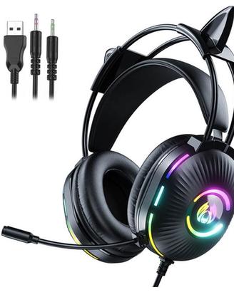 Cuffie gioco microfono RGB cablate gatto giocatori