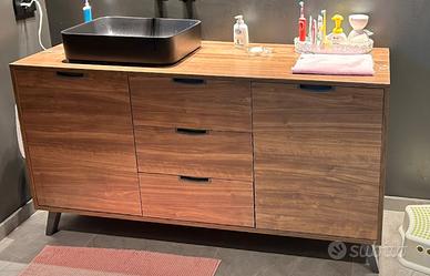 Mobile bagno moderno effetto noce con lavabo