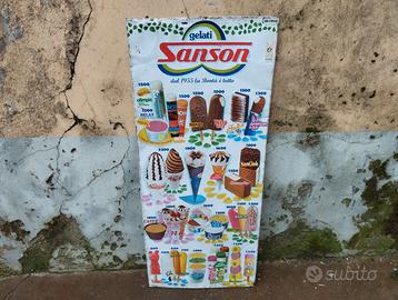 Targa pubblicitaria Gelati Sanson in lamiera 1980