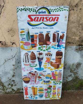 Targa pubblicitaria Gelati Sanson in lamiera 1980