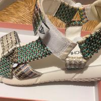 Elena Iachi - Sandalo basso - pelle e tessuto