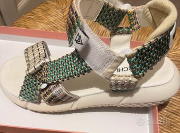 Elena Iachi - Sandalo basso - pelle e tessuto