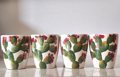 Set bicchieri in ceramica salentina dipinti a mano
