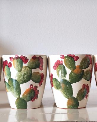 Set bicchieri in ceramica salentina dipinti a mano