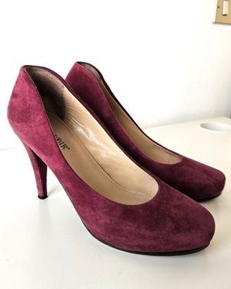 Scarpe décolleté donna bordeaux in pelle, tg 37,5