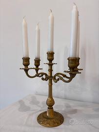Candelabro a 5 fiamme in ottone stile Luigi XIV
