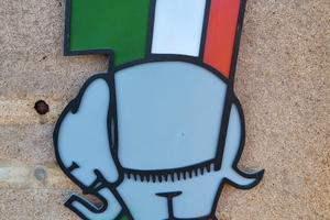 insegna cagina in metallo h 40 cm