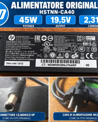 Alimentatore caricabatterie originale HP 45W 19,5V