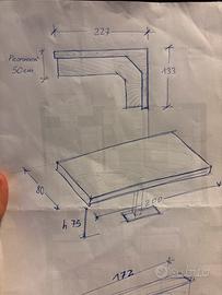 Tavolo, panca, sedie in legno massello