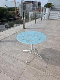 Tavolino da esterno vetro decorato Ø50 cm