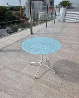 Tavolino da esterno vetro decorato Ø50 cm