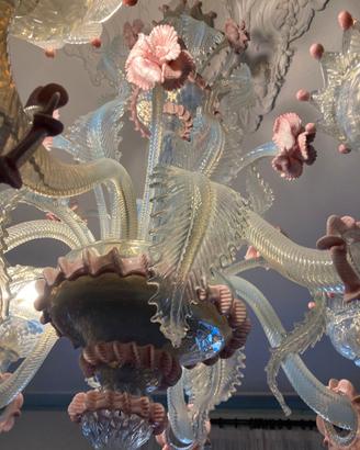 Lampadario Vetro di murano  completo con inserti r