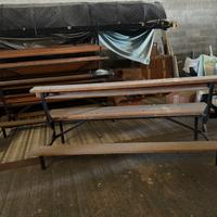 Panca chiesa panche legno e ferro metallo vecchie