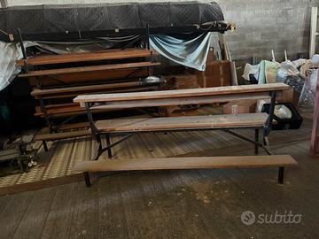 Panca chiesa panche legno e ferro metallo vecchie