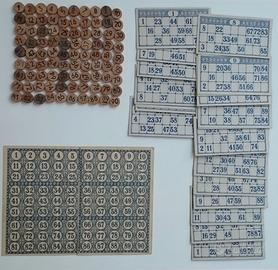 Tombola antica anni 50 e numeri in legno completa